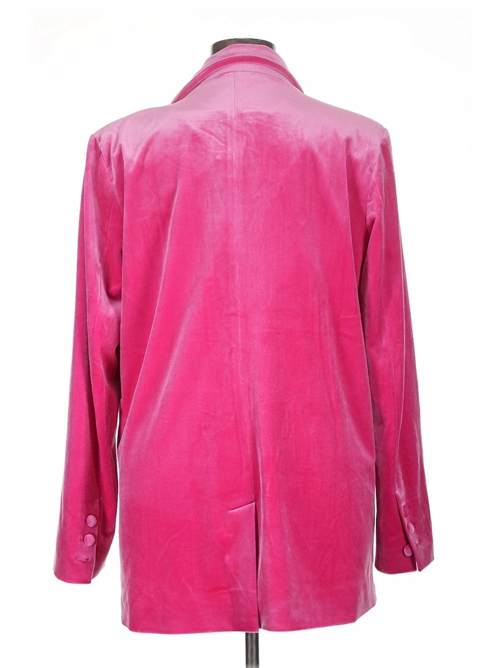 Good American Bright Pink Velvet Double-Breasted Blazer - Picture 2 of 5